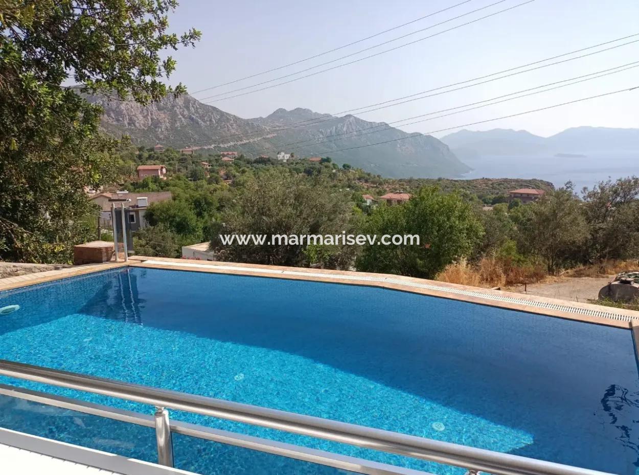 Villa Zum Verkauf In Marmaris Söğüt Village, Mit Herrlichem Meerblick, Swimmingpool, Parkplatz, 3 Zimmer, 1 Wohnzimmer, Garten, 200M2 Nutzfläche