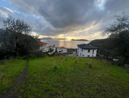 800M2 Grundstück Zum Verkauf Im Dorf Marmaris Söğüt Mit Meerblick 2 Villen Zoniert Oder Für Den Hotelbau Geeignet