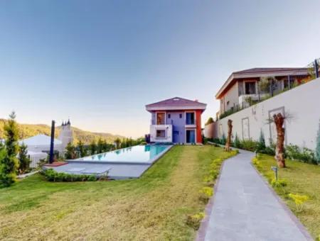 4 Rooms 1 Living Room Custom-Made Villa In 800M2 Plot With Swimming Pool With Magnificent Sea View In Marmaris Gökbel Area